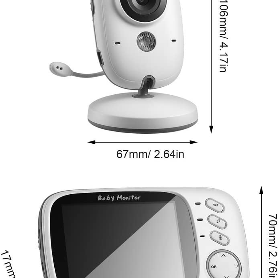Video Monitor Bebé Infantil 3.2 Pulgadas Visión Nocturna 4