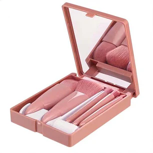 Set 5 Brochas De Maquillaje Con Estuche Espejo