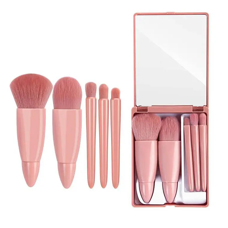 Set 5 Brochas De Maquillaje Con Estuche Espejo 6