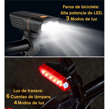 Linterna Led Bicicleta Delantera Y Trasera Usb Recargable