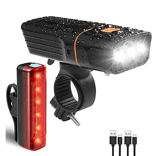 Linterna Led Bicicleta Delantera Y Trasera Usb Recargable