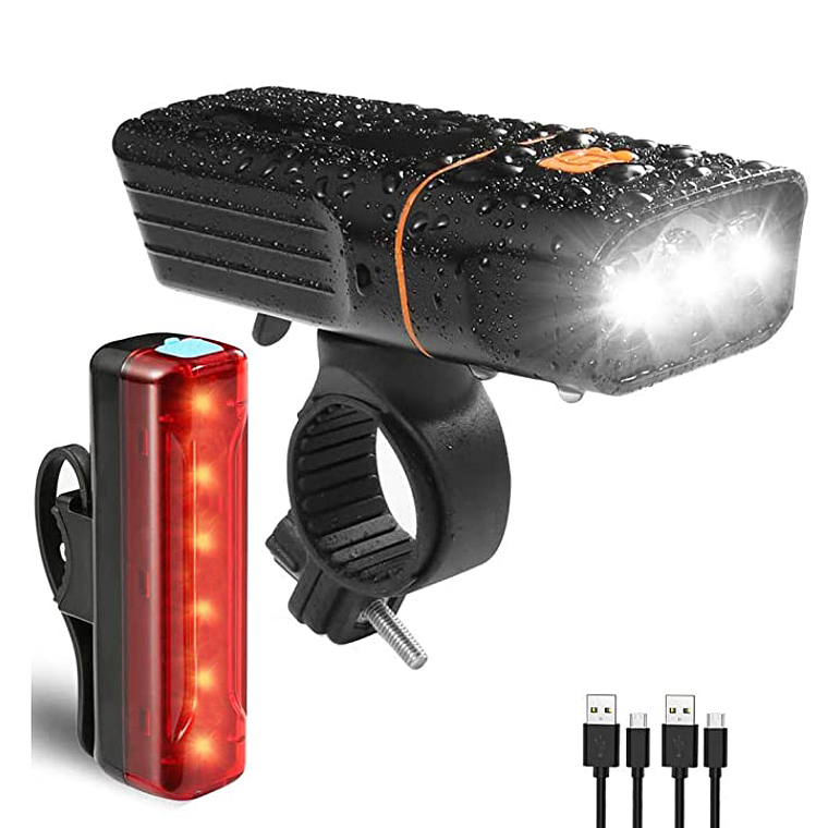Linterna Led Bicicleta Delantera Y Trasera Usb Recargable 1