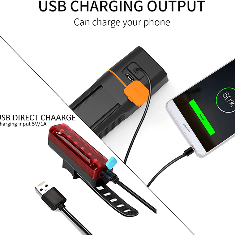 Linterna Led Bicicleta Delantera Y Trasera Usb Recargable 4