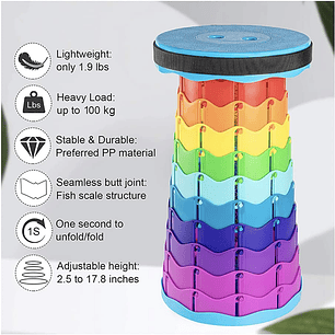 Taburete Plegable Portátil De Plástico Retráctil Silla