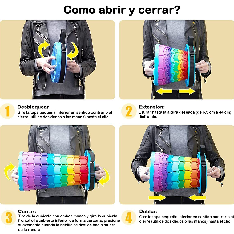 Taburete Plegable Portátil De Plástico Retráctil Silla 4