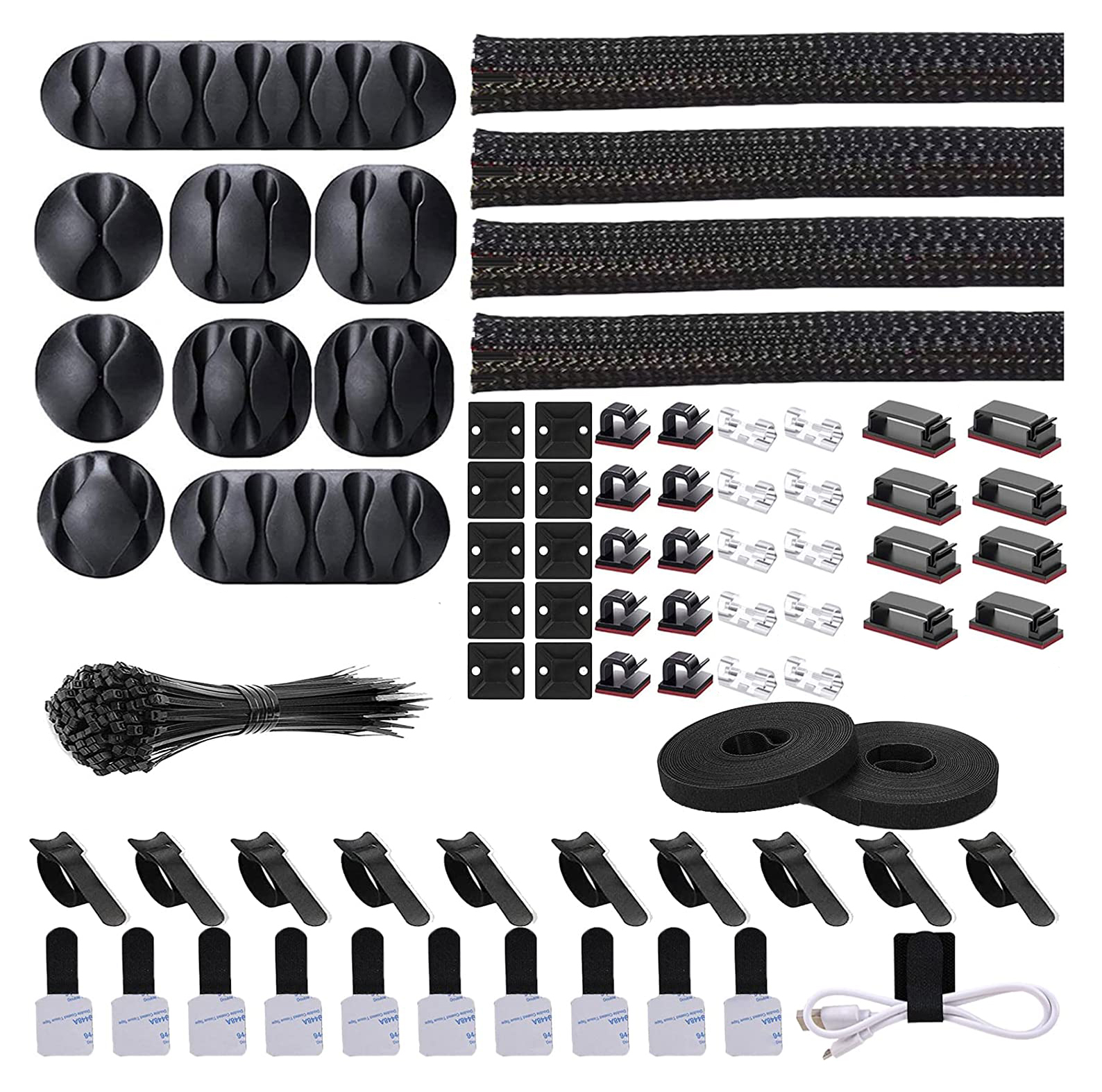Kit Organizador De Cables Belug Color Negro 173 Piezas