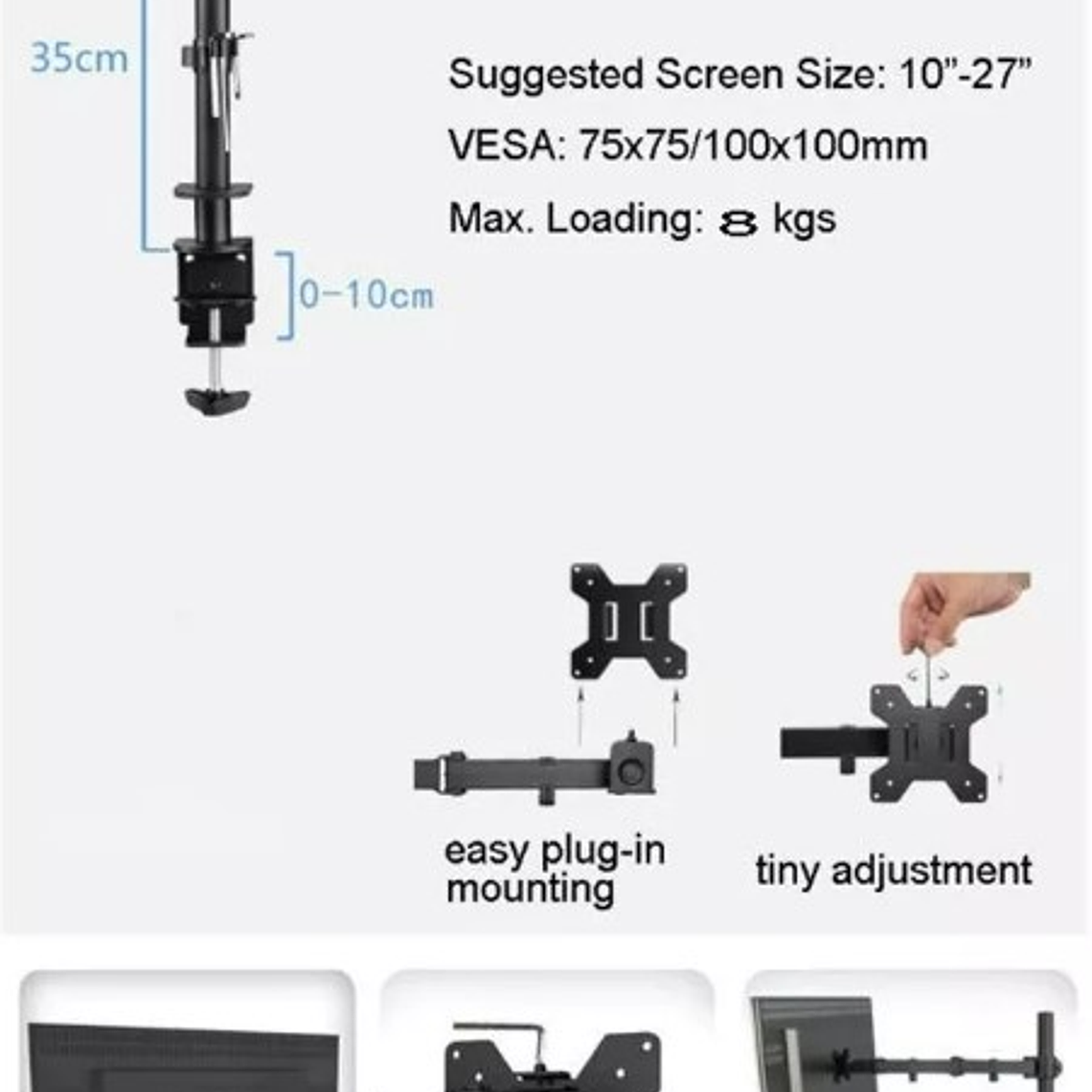 Soporte Monitor Escritorio Articulado 13-27 Pulgadas 3