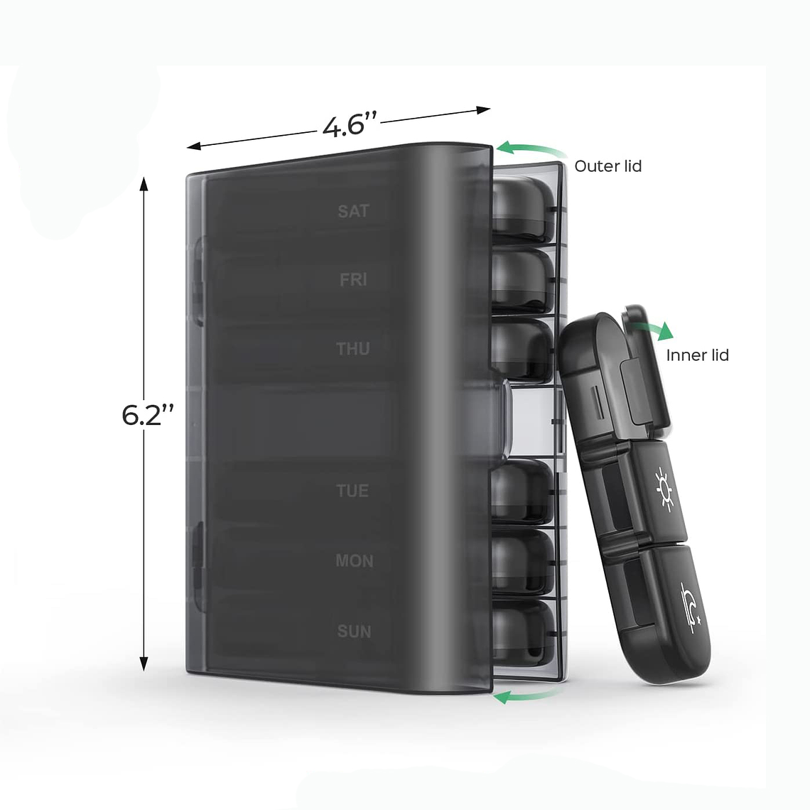 Pastillero Semanal Organizador Portátil 3 Tomas 7 Dias 3