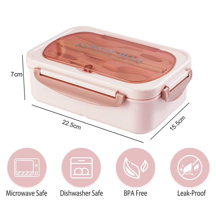 Taper Hermico Para Comidas Contenedor + Cubiertos 6