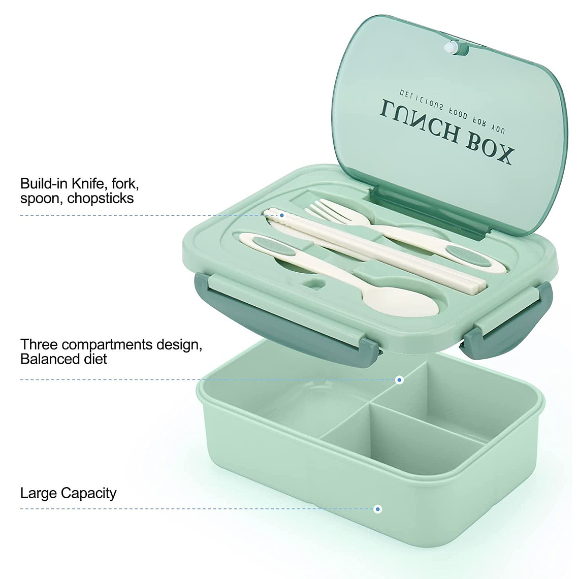 Taper Hermico Para Comidas Contenedor + Cubiertos 8