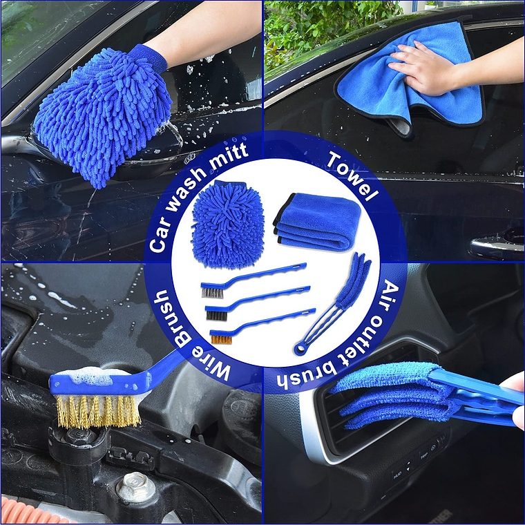 Juego 21 Pzas De Cepillos De Lavado De Autos Pulir Limpieza 6