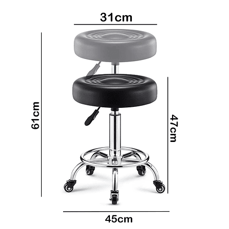 Taburete Piso Bar Ajustable Giratorio Con Ruedas