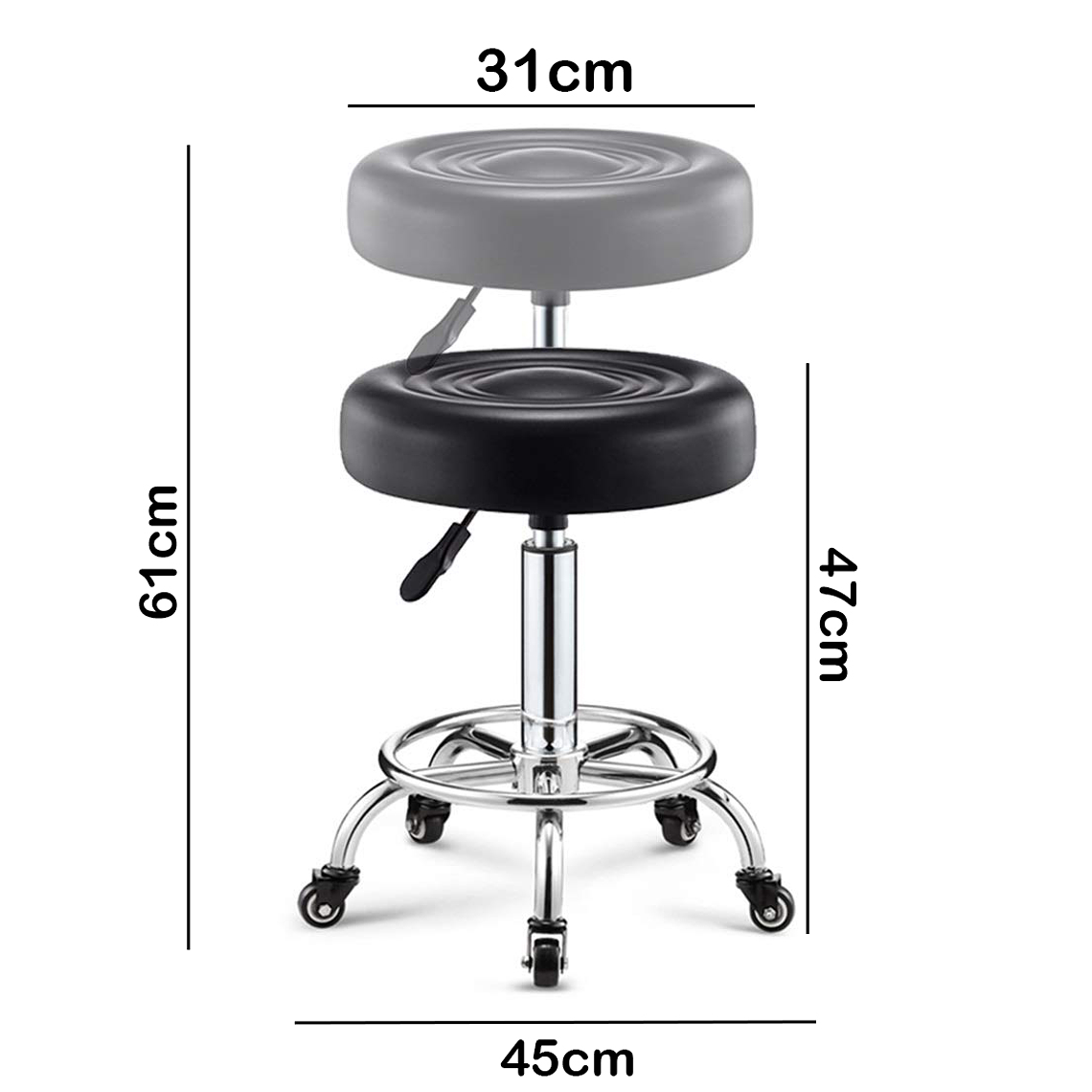 Taburete Piso Bar Ajustable Giratorio Con Ruedas 2