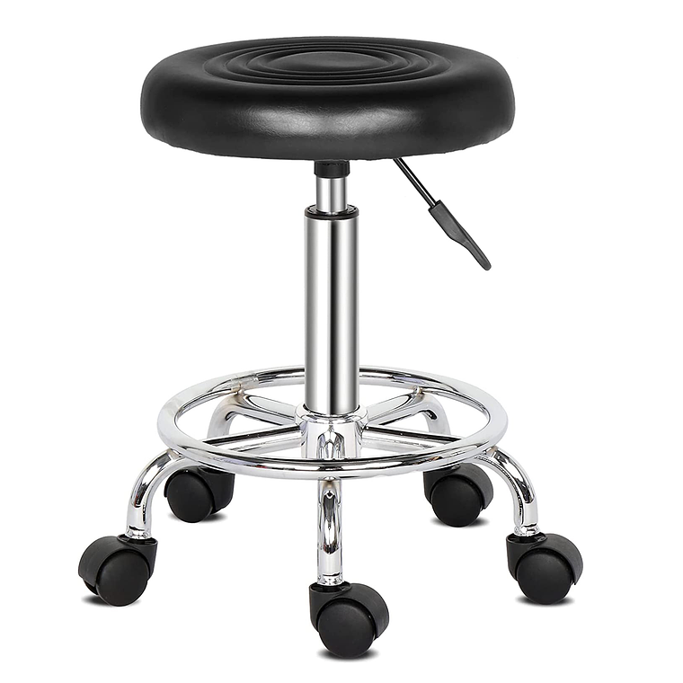 Taburete Piso Bar Ajustable Giratorio Con Ruedas 1