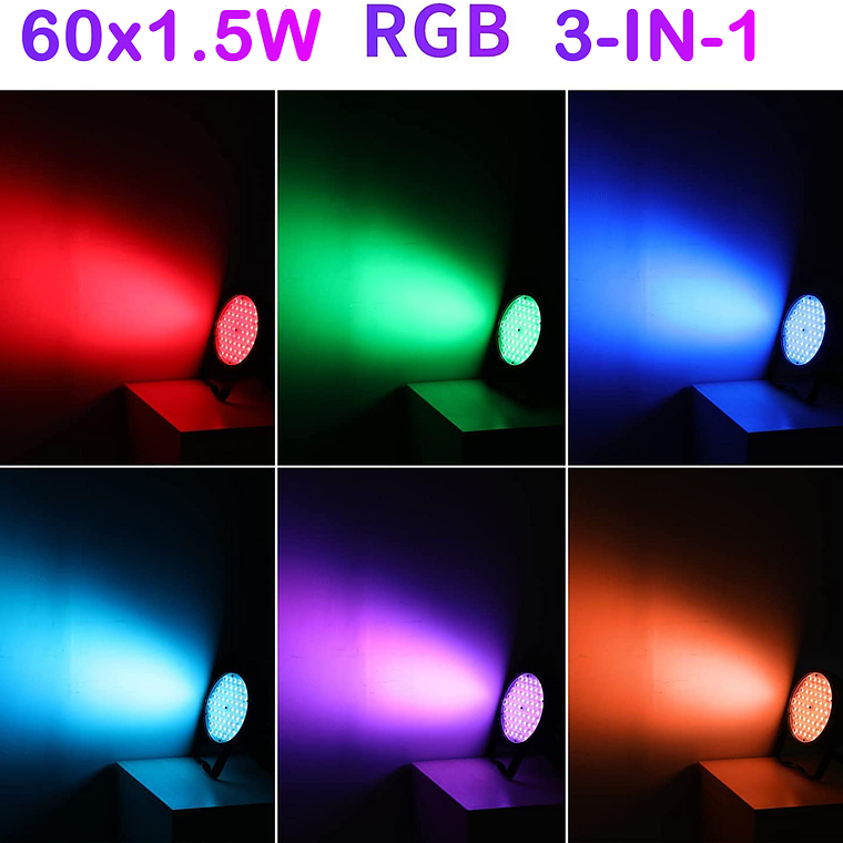 Foco Slim Par Led 60x1,5w 3 En 1 Dmx Disco Fiesta Luces 5