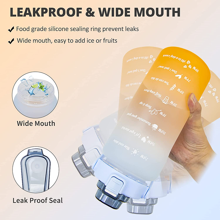 Botella De Agua Motivacional Gran Capacidad 2ltrs Deportiva 4