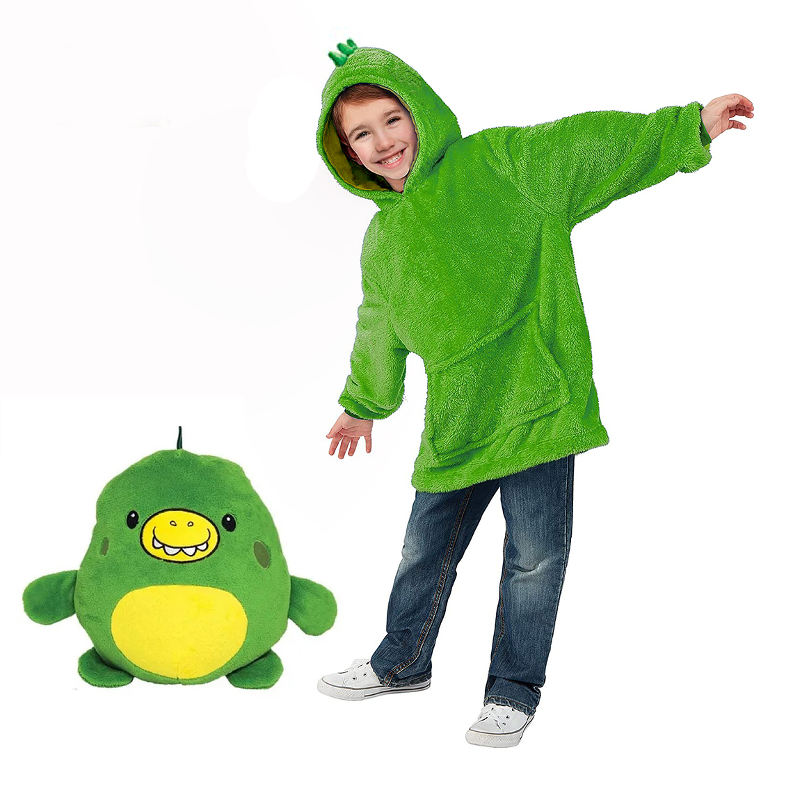 Polerón Peluche Infantil Con Capucha Mascotas Divertidas 3