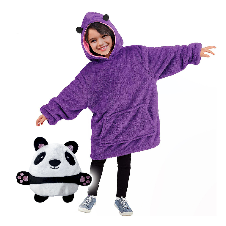 Polerón Peluche Infantil Con Capucha Mascotas Divertidas 1