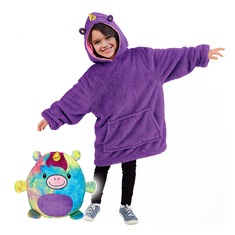 Polerón Peluche Infantil Con Capucha Mascotas Divertidas 5