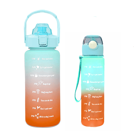 Pack 2 Botellas Agua Motivacionales De 2 Litros Y 900 Ml
