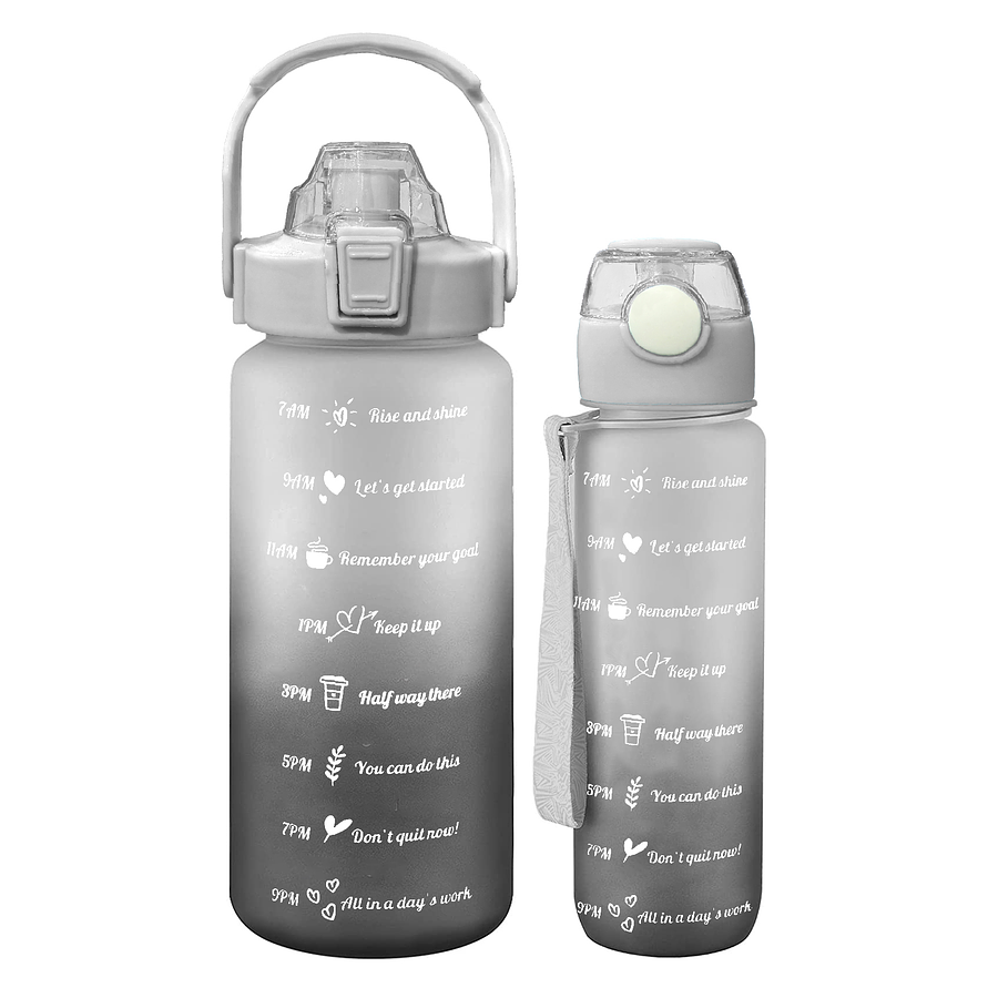 Pack 2 Botellas Agua Motivacionales De 2 Litros Y 900 Ml