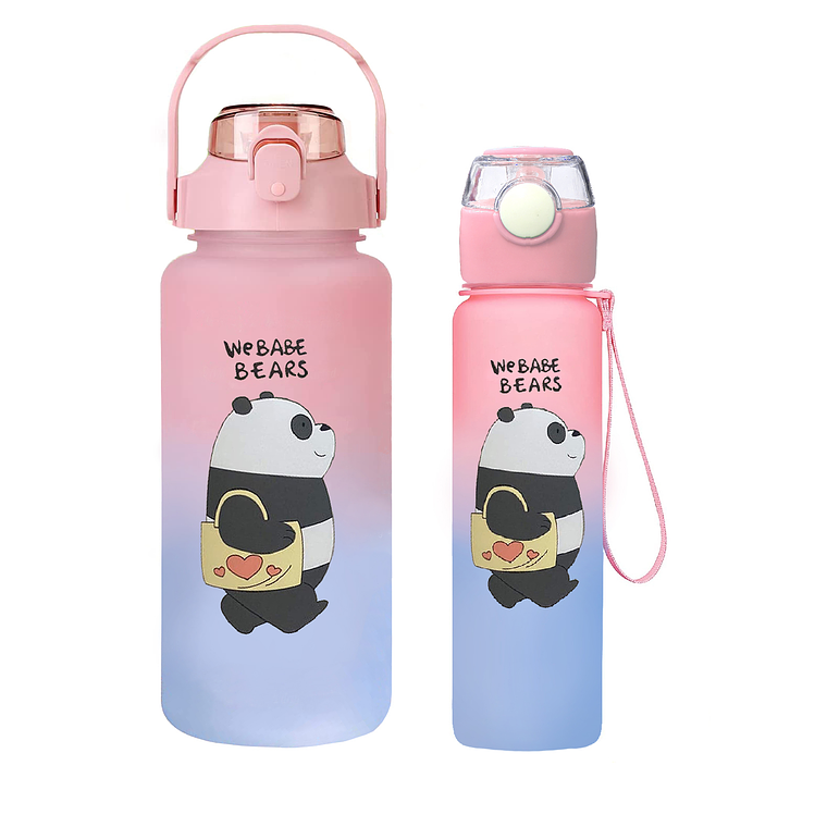 Pack 2 Botellas Agua Motivacional De 2 Litros Y 900ml Osos 2