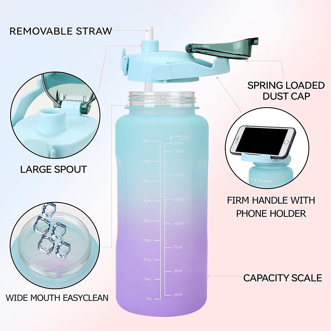 Pack 2 Botellas Agua Motivacional De 2 Litros Y 900ml Osos 7