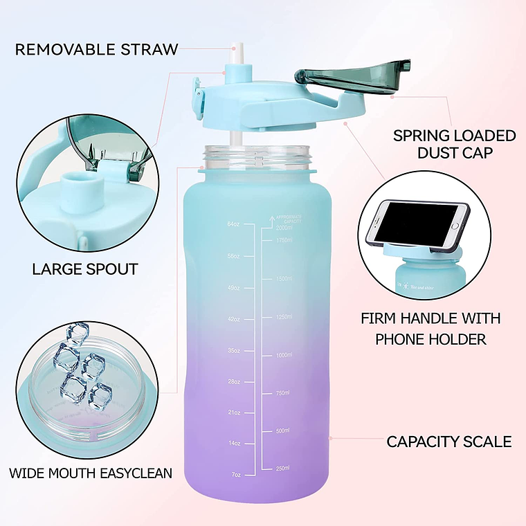 Pack 2 Botellas Agua Motivacional De 2 Litros Y 900ml Osos 7