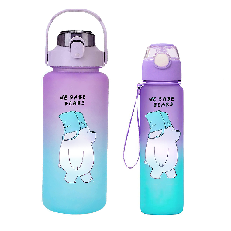 Pack 2 Botellas Agua Motivacional De 2 Litros Y 900ml Osos 4