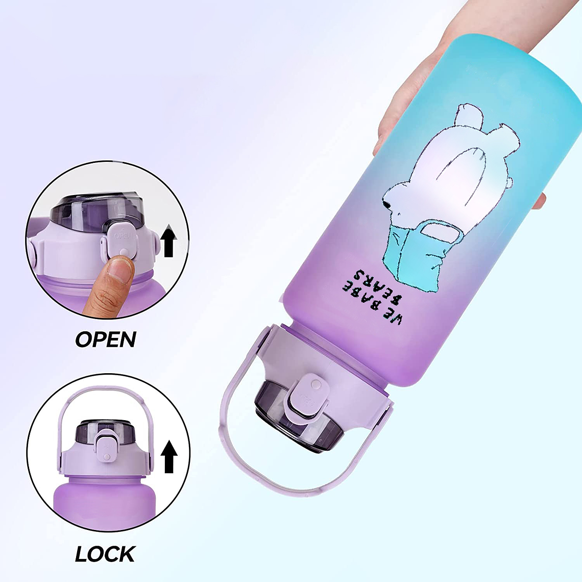 Pack 2 Botellas Agua Motivacional De 2 Litros Y 900ml Osos 6