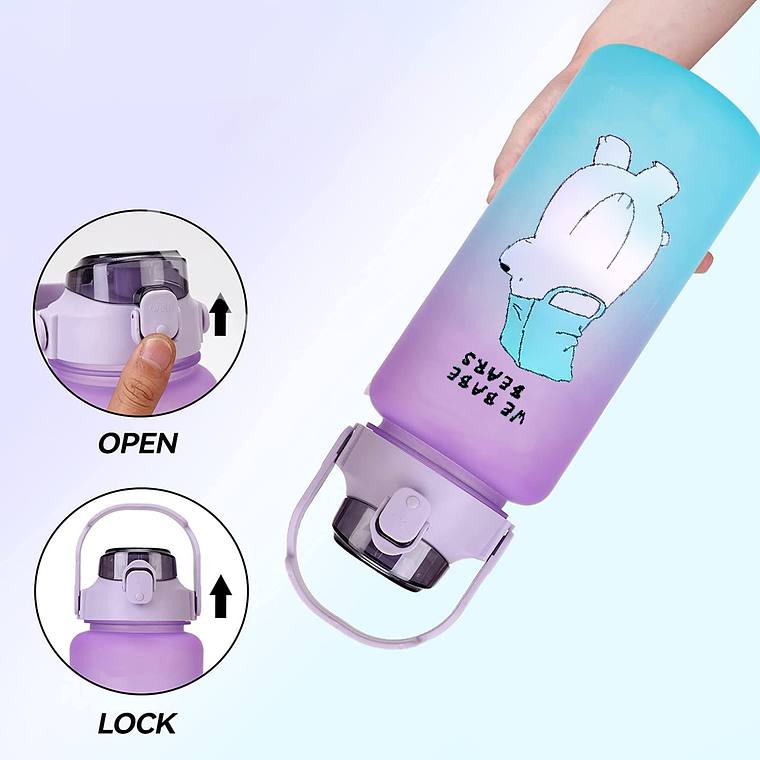 Pack 2 Botellas Agua Motivacional De 2 Litros Y 900ml Osos 6