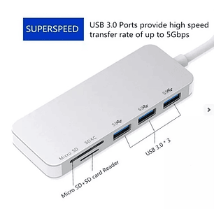 Adaptador Type C Tipo C 3 X Usb 3.0, Tf, Micro Sd 5en1