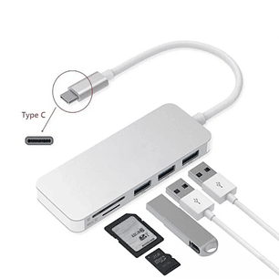 Adaptador Type C Tipo C 3 X Usb 3.0, Tf, Micro Sd 5en1