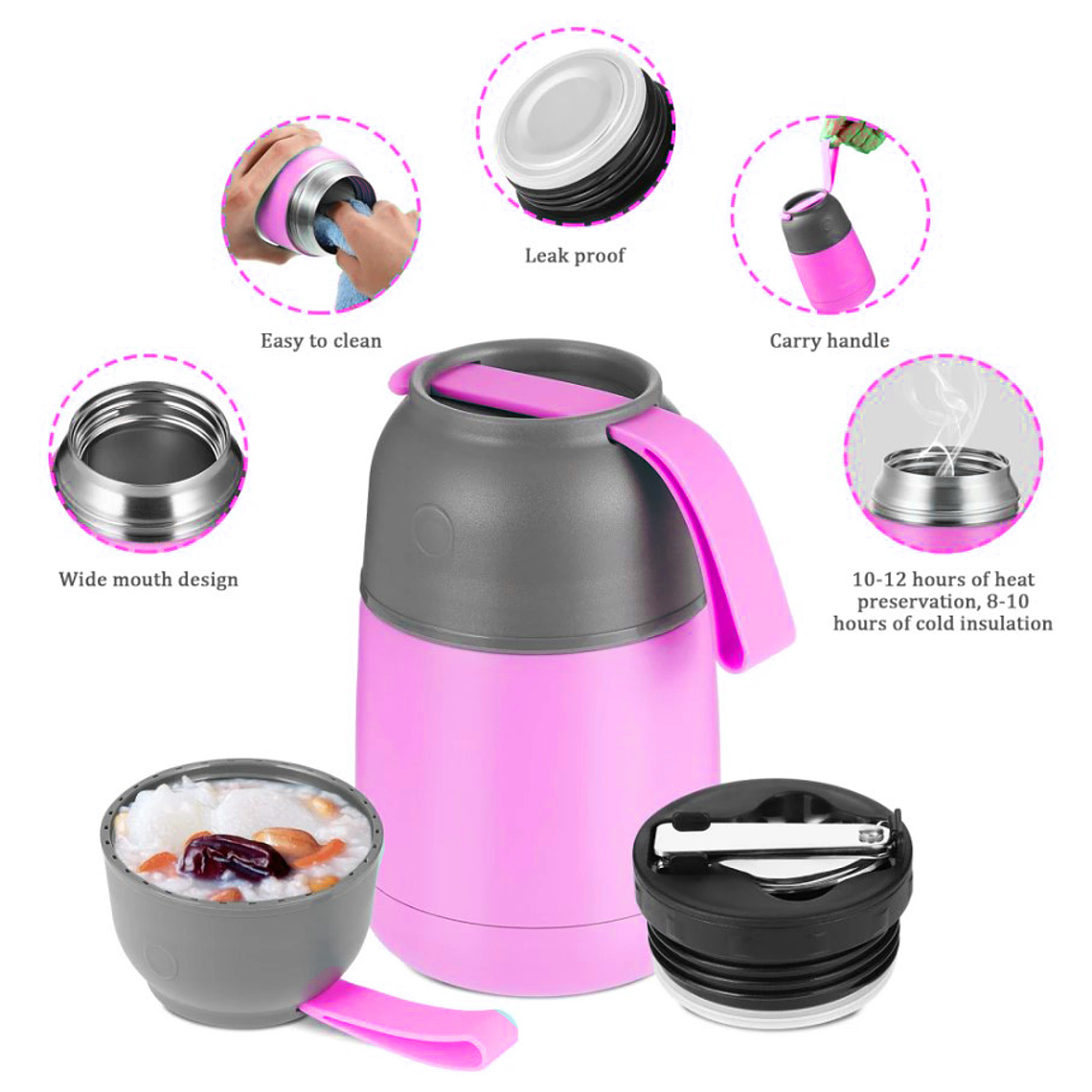 Termo De Comida Acero Inoxidable De 650ml + Cuchara 2