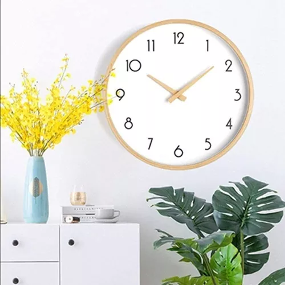 Reloj De Muralla Redondo Madera plástica Clara Análogo 3