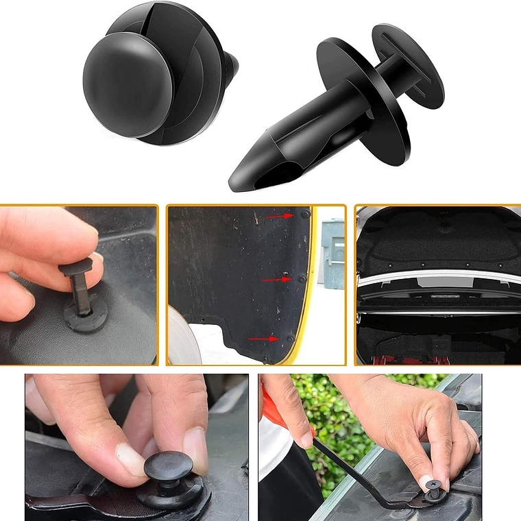 Set Clip Remache Plastico Sujecion Para Coche Broches Autos 2