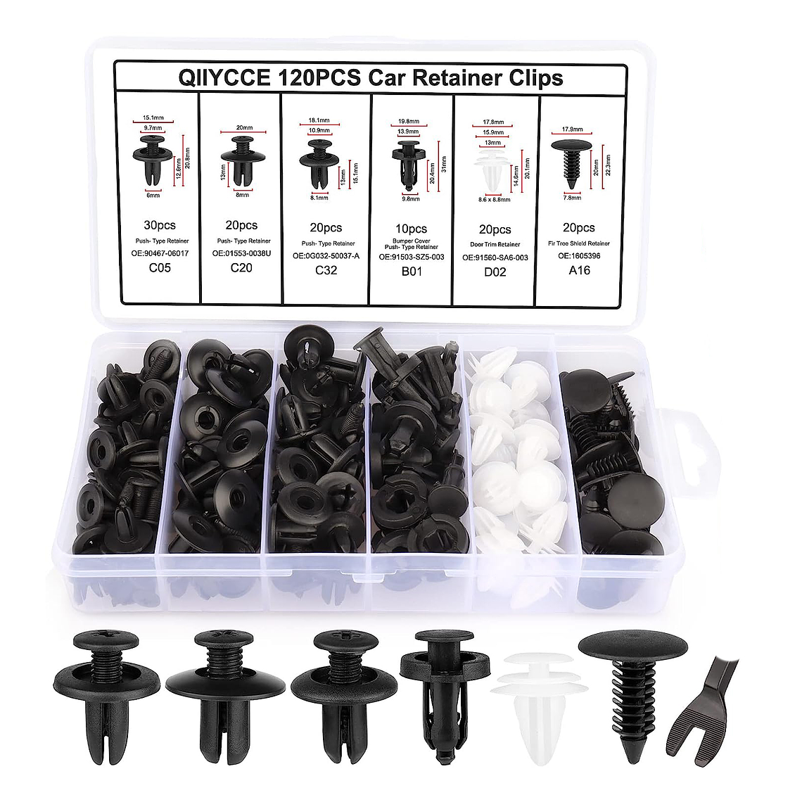 Set Clip Remache Plastico Sujecion Para Coche Broches Autos 1