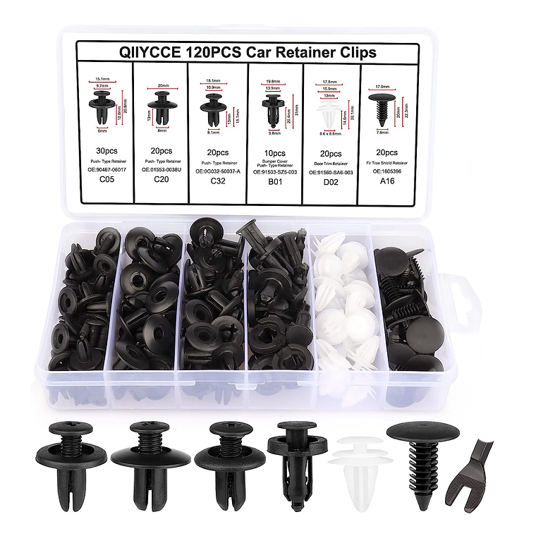 Set Clip Remache Plastico Sujecion Para Coche Broches Autos 1