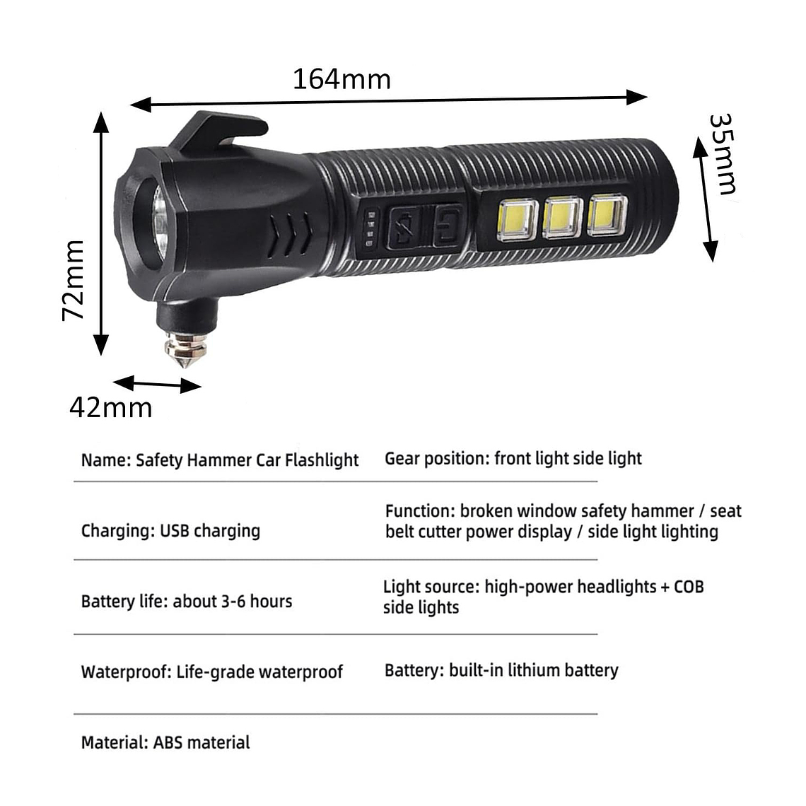 Linterna De Emergencia Multiuso Recargable Para Auto 5