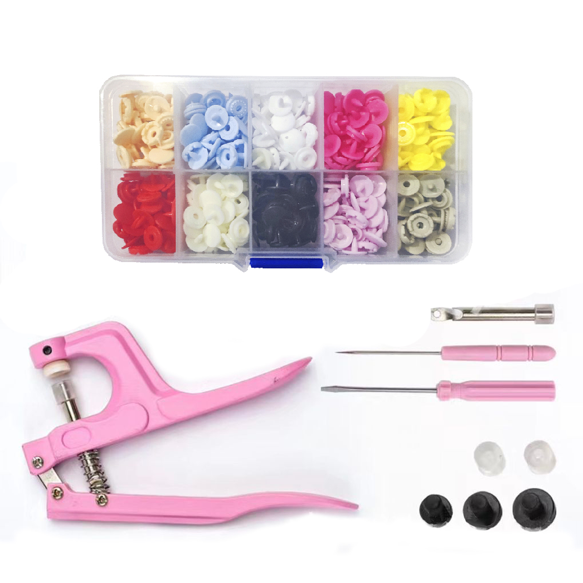 Pinza Remachadora Para Broches Plasticos Snap + 100 Broches 1