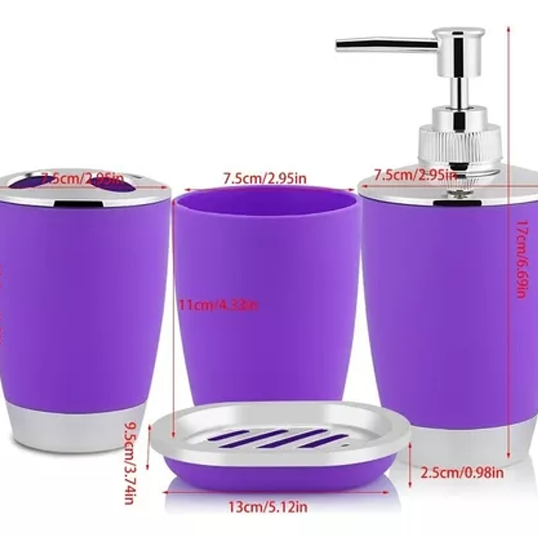 Set Accesorios De Baño 4pzs Portacepillos Jabonera 6