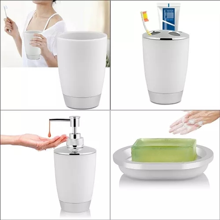 Set Accesorios De Baño 4pzs Portacepillos Jabonera 4