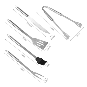 Set Parrillero Asado Barbacoa 5 Pcs En Maleta Kit Parrilla