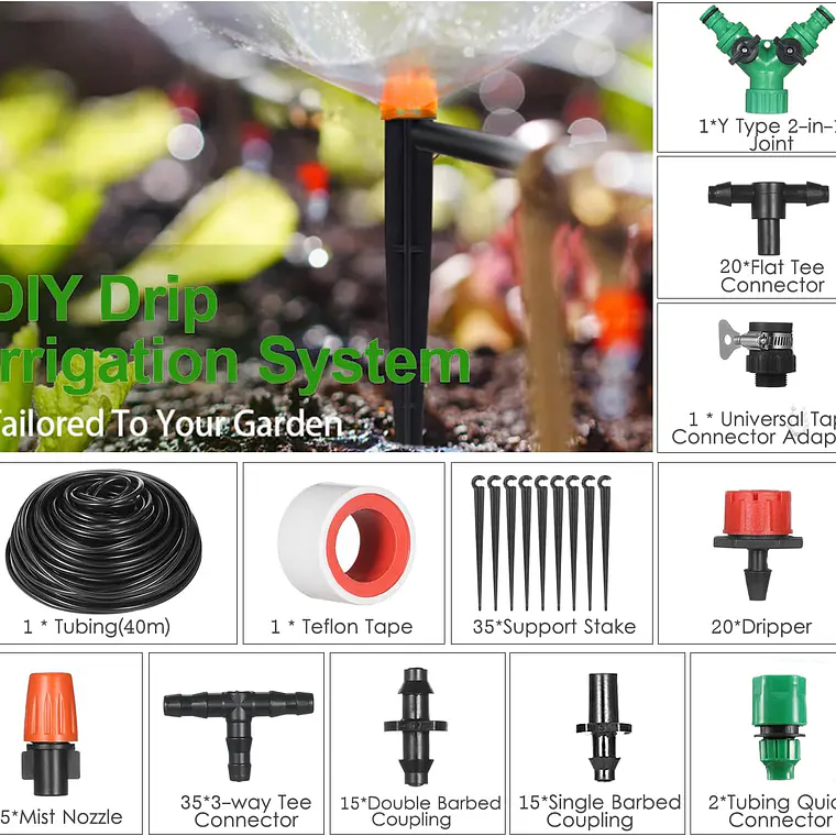 Kit De Riego Sistema Automático Goteo 40m 164pcs 4
