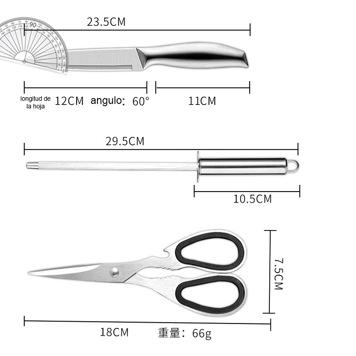 Set De Cuchillos 7 Piezas Acero Inoxidable + Soporte 4