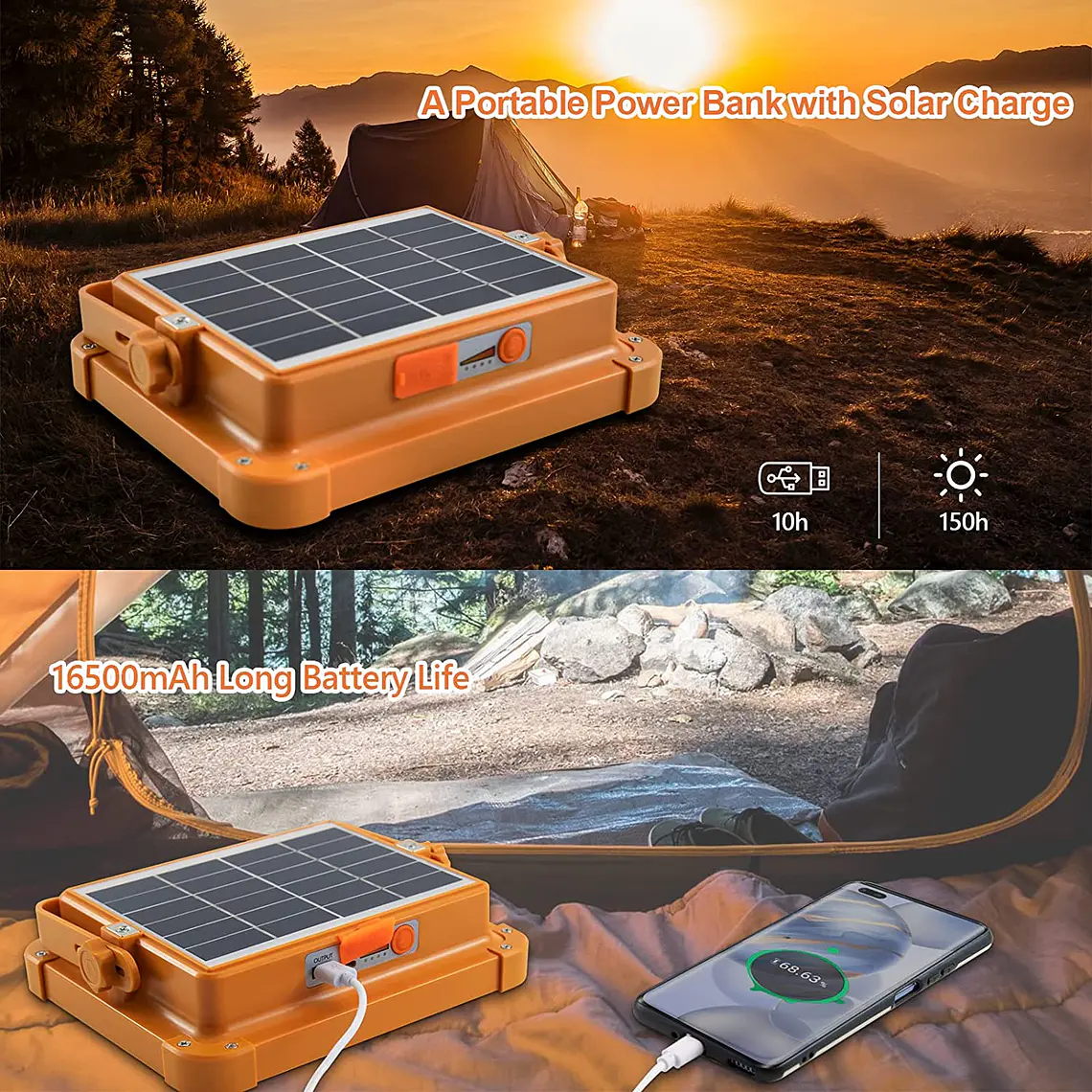 Luz Solar Portátil Led 100w 10000lm Ip66 Luz Emergencia 2