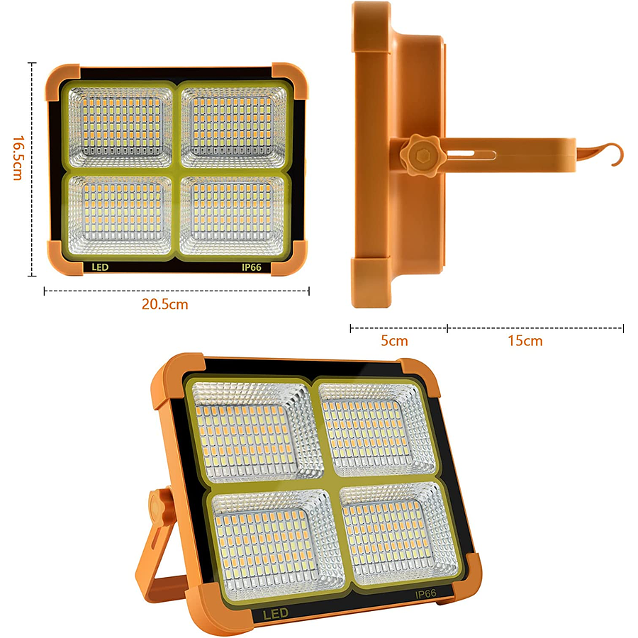 Luz Solar Portátil Led 100w 10000lm Ip66 Luz Emergencia