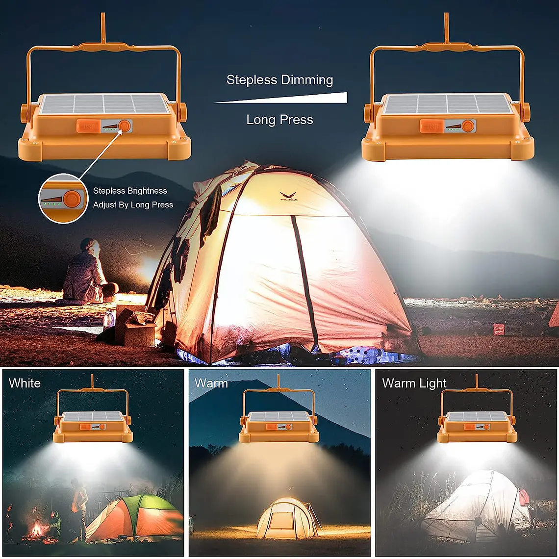 Luz Solar Portátil Led 100w 10000lm Ip66 Luz Emergencia 5