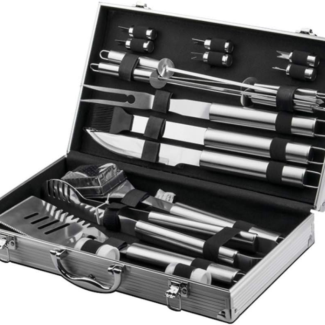 Set Parrillero Asado Barbacoa 18 Pcs En Maleta Kit Parrilla 1