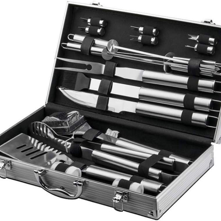 Set Parrillero Asado Barbacoa 18 Pcs En Maleta Kit Parrilla 1